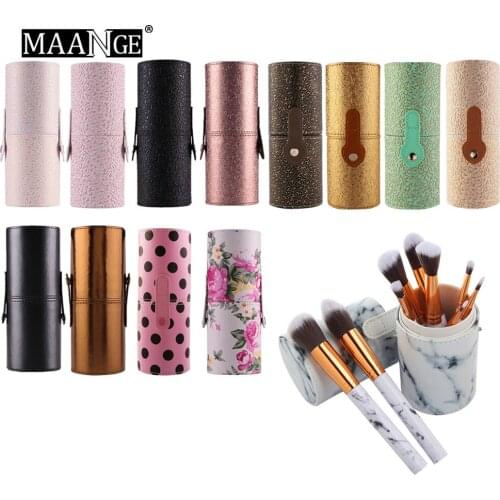 MAANGE High Quality 13 Types PU Leather Travel Makeup Brushes Round Pen Holder Cosmetic Case Empty Brush Organizer Make Up Tools