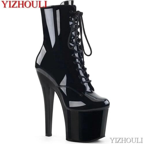 Small square root, 17cm high heel, low heel boots for dinner party, 7in high heel upper, pole dancing of stage model, ankle boot