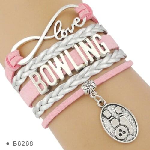 High Quality Infinity Love Bowling Charm Mens Womens Fashion Multilayer Wrap Gray Blue Silver Leather Cuff Bracelets for Women