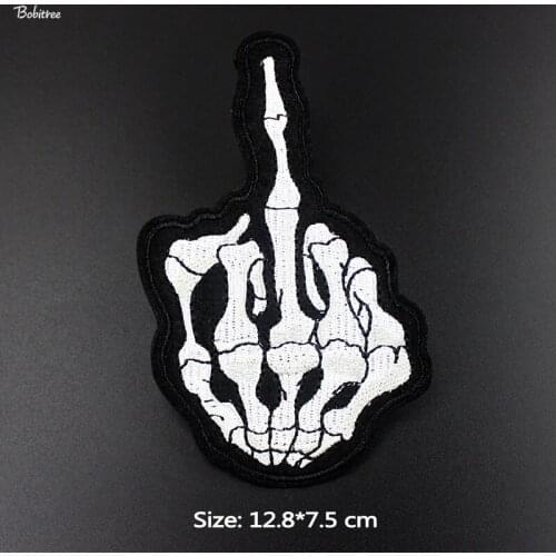 White Fingers Fashion Patches iron on Embroidery Cool Badge Applique Fabric Stickers for Jacket Jeans Sewing DIY Accessory