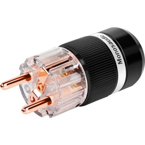 Monosaudio E101/F101 Transparent 99.998% Pure Copper EUR Schuko Hifi audio Power Cord Cable Power Plug IEC Female Connector