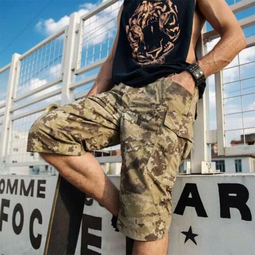 Men Outdoor Camouflage Tactical Shorts Breathable Wear-resistant Multi-pocket Cargo Shorts Climbing Training Sport Short Trouser
