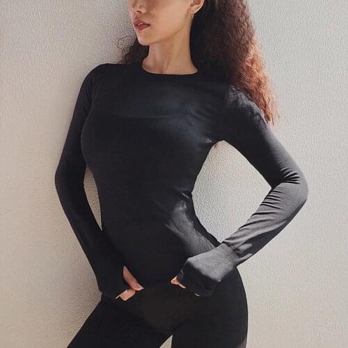 NORMOV Seamless Yoga Top Long Sleeve Workout Tops for Women Athletic Fitness Tops Gym Running Training Yoga Shirts