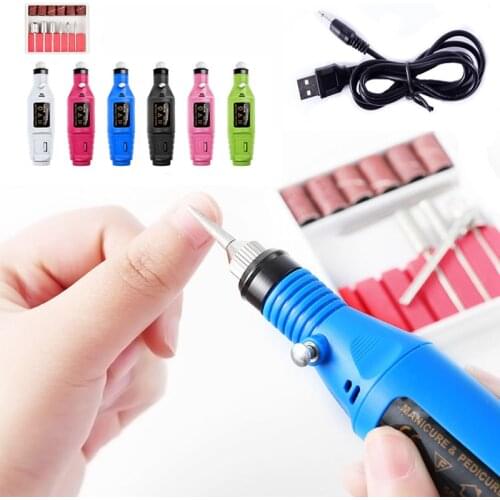 2021 New Usb Portable Electric Nail Drill Bit Tool Machine Acrylic Nail Art Pen Styler Professional Nail Polisher Accessories