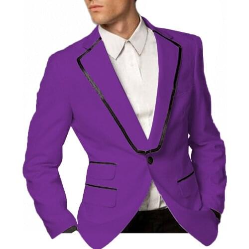 2020 Formal Groom Wear Men Suit Set Slim Fit Party Tuxedo Gentleman Purple Men Wedding Suit Shawl Lapel Best Man Blazer