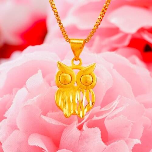 Pendant Necklace for Women Hollow Owl Necklace 24K Gold Plated Party Birthday Anniversary Engagement Necklaces Cute New Jewelry