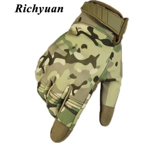 Multicam Camo Flexible Touch Screen Lightweight Breathable Assault Motorcycle Hard Knuckle Full Finger Gloves Outdoor Cycling