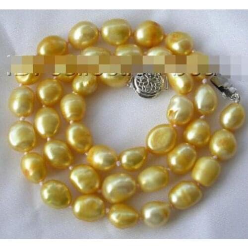 Stunning 8-9mm baroque gold freshwater cultured pearl necklace m88