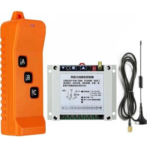 3000W Industrial Sector AC 220 V 250V 380V 2CH RF Wireless Remote Control for high power pump motor lighting wall Panel switch