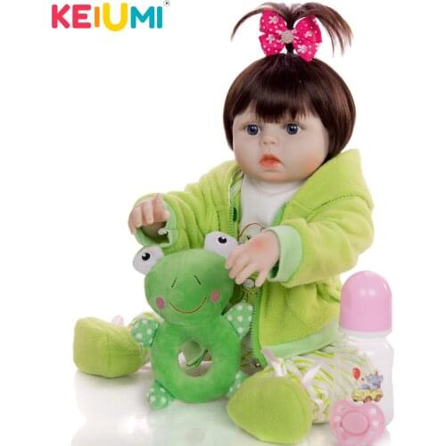 KEIUMI Realistic Baby Reborn Doll For Girl 49 CM Handmade Full Silicone Babies Bath Doll Toys Kid Gifts Bedtime Playmate