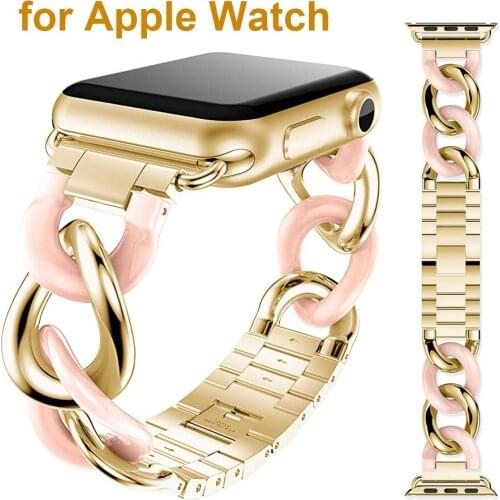 Adjustable Watch Strap for iWatch Apple 42/44mm Band 5/4/3/2/1 Woman Luxury Smartwatch Wristband Bracelet Women 38/40mm Resin