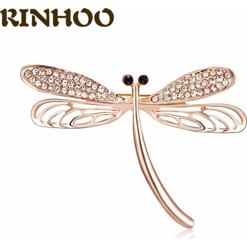 RINHOO Delicate Enamel Dragonfly Brooches For Women Fashion Rhinestone Insects Party Banquet Casual Brooch Pins Gifts Wholesale