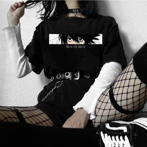 Death Note Eyes Cartoon T Shirt Men Anime T-shirt Graphic Tshirt Hip Hop Top Tees Male