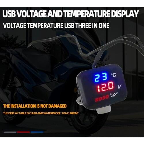 Motorcycle LED Digital Display KOSO Water Thermometer Meter Voltmeter With USB Charge For YAMXHA TMAX NMAX 155 XMAX 300 PCX 150