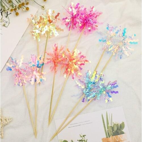 2pcs Cake Decoration Rain Silk Plug-in Birthday Cake Insert Card Cake Plug-in Party Decoration Gift Toy