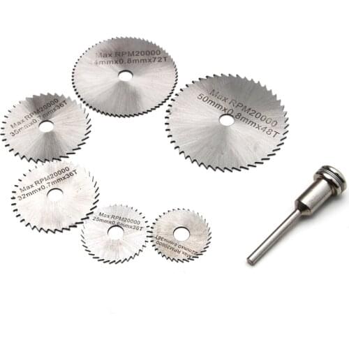 ZENHOSIT 22-50mm HSS Rotary Tool Circular Saw Blade 6PCS For Dremel Accessories Metal Rotary Cutting Diamond Discs Mandrel
