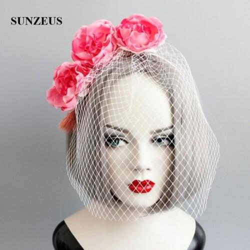 Flowers Tassels Wedding Hats for Women Headband with Face Veils Party Hats Wedding Hair Accessories birdcage veil S33