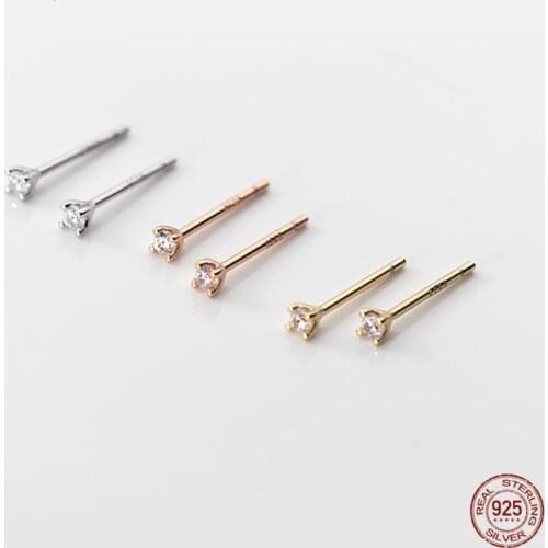 LKO 925 Sterling Silver Romantic Single Diamonds Zircon Mini Cute Stud Earrings for Women Girl Charming Party Jewelry Ornaments