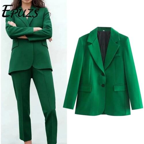 Za 2021 Women Blazer Spring Elegant Blazers Long Sleeve Casual Loose Women Clothing Chic Pocket suit jacket Lady Blazer