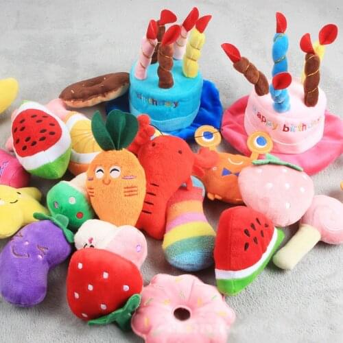 Chew Play Toys Cute Pet Dog Cat Puppy Chew Squeaker Quack Sound Doll Toy Creative Simulation Donut Pet Supplies Dog Toys