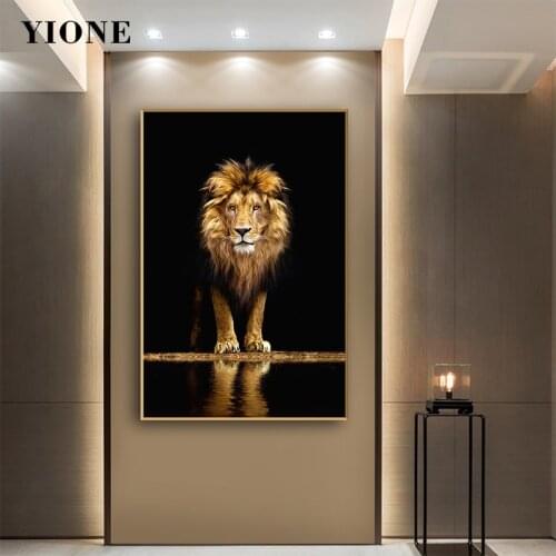Golden Lion Canvas Painting African Animal Posters and Prints Art Decoration Wall Pictures for Living Room Modern Home Decor