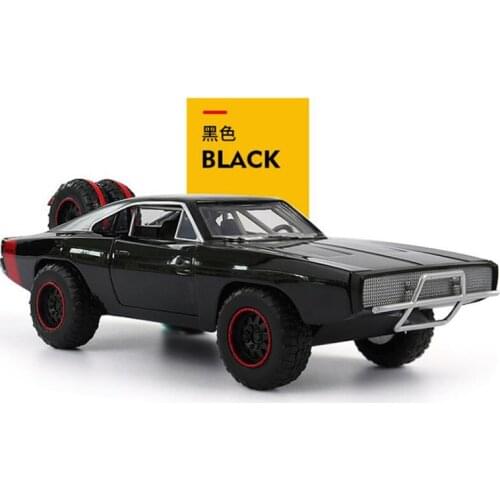 22.5CM 1:24 Scale 1970 Black Metal Alloy Racing Charger Fast Car Pull back Model Diecast Vehicles Toys Childre