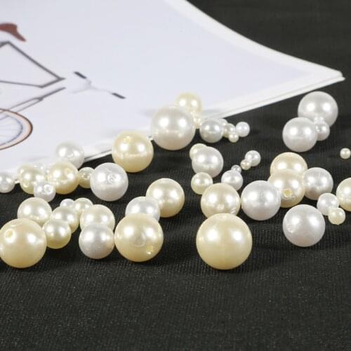 10-1000Pcs 3-20mm Imitation Pearl Beads ABS loose Round Beads Craft For Fashion Jewelry Making Straight Hole DIY Garment Beads