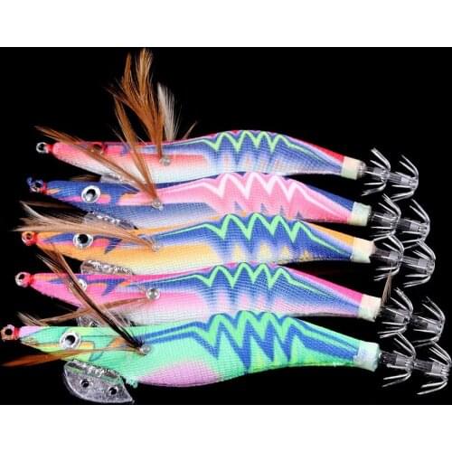 10pcs/Lot 2.0/2.5/3.0/3.5# Hard Bait Luminous Squid Jig Sea Fishing Lure 8g-19.5g Octopus Shrimp Cuttlefish Squid Hook Rig