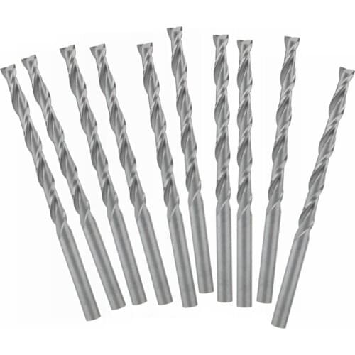 10pcs Solid Carbide Double Two Flute Spiral Cutter 3.175x32mm CNC Router Bits