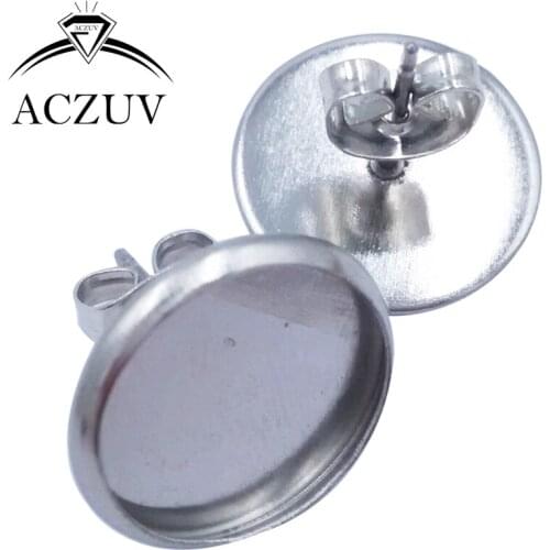 1000pcs/Lot Rhodium Plated 8mm 10mm 12mm 14mm 16mm Blank Earring Base Cabochon Setting Stud Post with Butterfly Stopper BES011