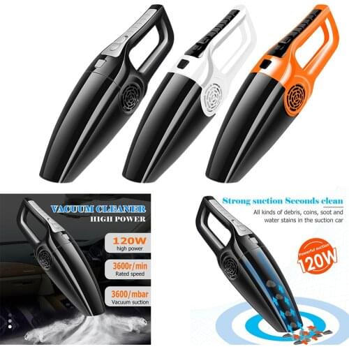 120W 12V Car Vacuum Cleaner 3600mbar Wet Dry Dual Use Handheld Portable Vacuum Cleaner Mini Auto Vacuum Cleaner Car Goods