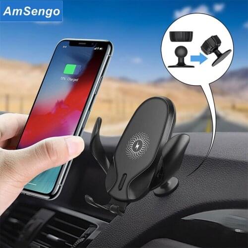 15W Fast Wireless Charger Car Mount Phone Holder For iPhone 12 11 Pro X XS MAX XR 8 QI Fast Charging Stand for Samsung S21/S20