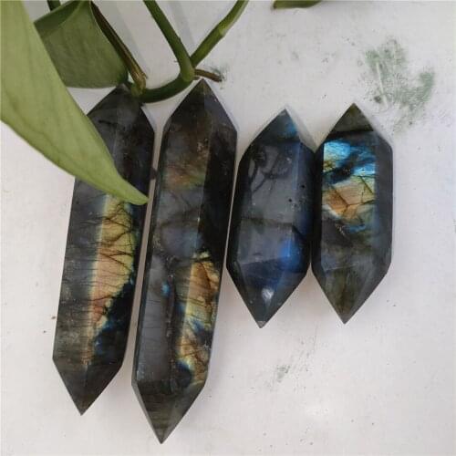 2pcs High Quality Natural Colorful Large Crystal Wand For Crafts Labradorite Crystal Points