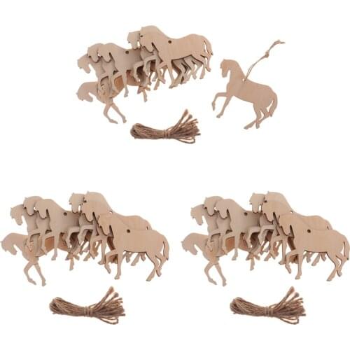 30 Pieces Blank Wooden MDF Tags Horse Craft Hanger Embellishments