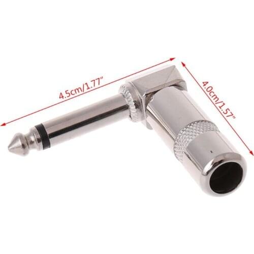 4 Pcs Right Angle 1/4\" TS Mono Phone Plug Guitar Audio Connector 6.35mm Jack