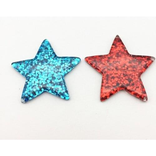 40pcs 40mm Red/Turquoise Star Flatbacks Cabochons Embellishments DIY Phone Decorations Scrapbook Crafts Cardmaking