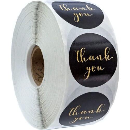 500pcs Gold Foil Thank You Sticker Scrapbooking for Envelope Seal Labels Stickers Black Stationery Sticker