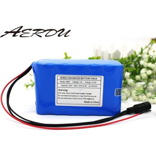 AERDU 12V 15Ah 250watt 3S6P 11.1V 18650 Lithium-ion Battery Pack 12.6V Hunting lamp xenon Fishing Lamp backup power 25A BMS