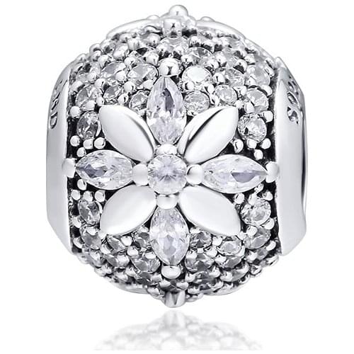Beads fit for Pandora Bracelets Snowflake Pave charms 100% 925 Sterling Silver Jewelry Free Shipping