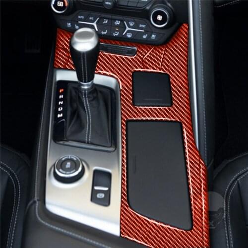 Gear Shift Water Cup Holder Cover Decoration Trim Sticker for Chevrolet Corvette C7 2014-2019 Carbon Fiber Car Accessories LHD