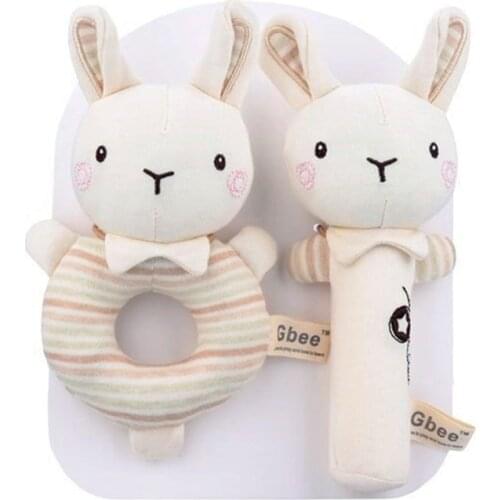 Baby Animal Bear Bunny Hand Bell Rattle Infant Toys Soft Plush Stuffed Rattle Mobiles Toys BB Stick Newborn Appease Dolls Gifts