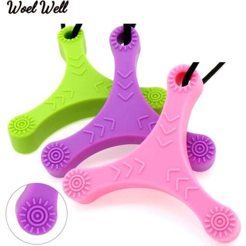 Children baby Silicone Teethers Triangle Darts Necklace Molar Stick Sensory Pandent Chewing Toy for Autistic Kids Boys Girl gift