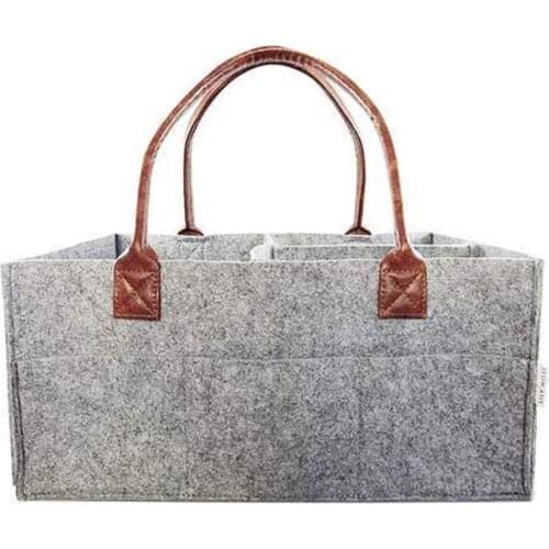 Kid Diaper Caddy Portable Nursery Storage Bin Felt Basket Changeable Compartments Car Travel Bag Wipes Bag