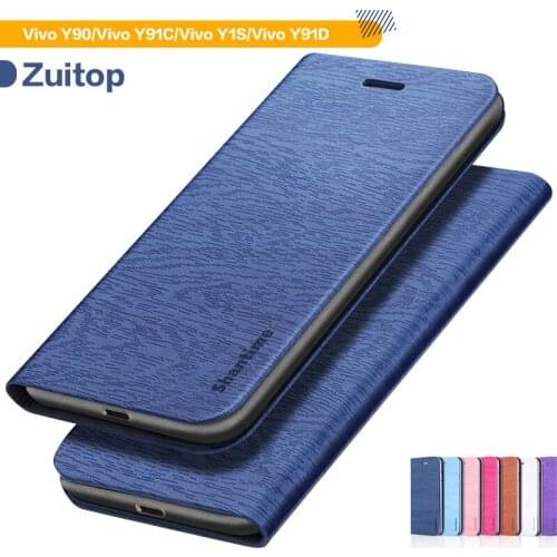 Wood grain PU Leather Phone Case For Vivo Y90 Flip Case For Vivo Y91C Vivo Y1S Vivo Y91D Wallet Case Soft Silicone Back Cover