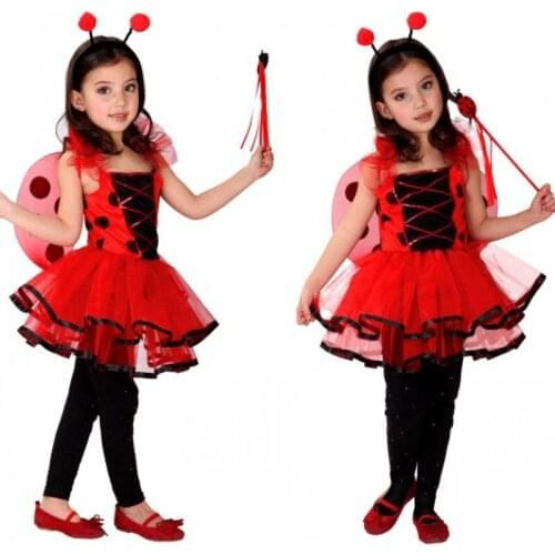 Christmas Halloween Carnival Costumes for Kids Children Girls Ladybug Fairy Cosplay Clothes Red Princess Fantasia Fancy Dress