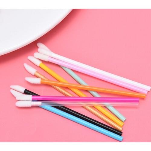 50 Pcs Disposable Lip Brush Makeup Brushes Pen Lipstick Mascara Wands Brush Cleaning Eyelash Cosmetic Brush Applicators