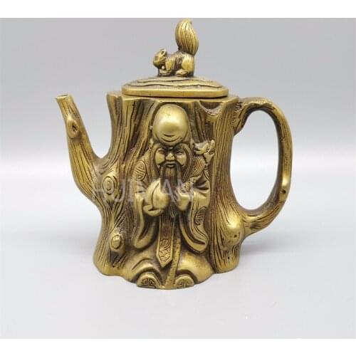 China Brass Statue Luck Wealth The God Of Longevity Pot Metal Crafts Home Decoration