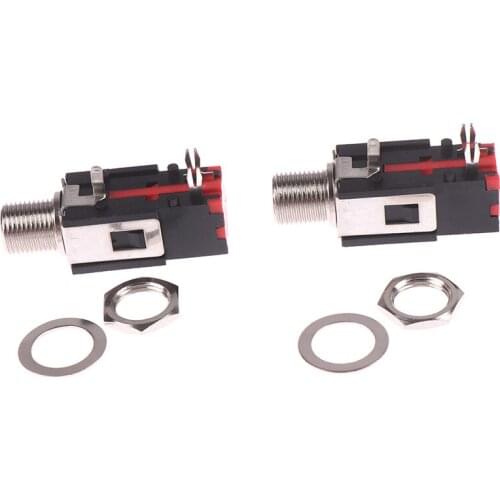 2pcs Thread Lock Panel Mount 1/4" 6.35 Mm Stereo Phone Jack Headphone Socket PJ-602B Right Angle Audio Connector