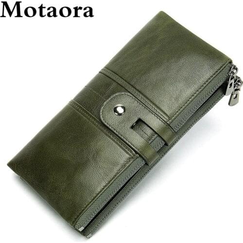MOTAORA Womens RFID Wallet Genuine Leather Multifunction ID Card Holder Vintage Long Purse For Women New Fashion Wallet Clutch