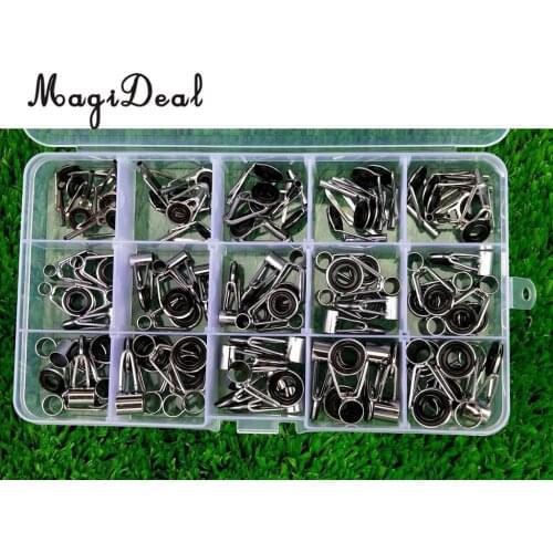 75pcs Fishing Rod Guides Top Tips Ring Set Spinning Rod Eye Ring Repair Kit 1.8mm - 8.5mm